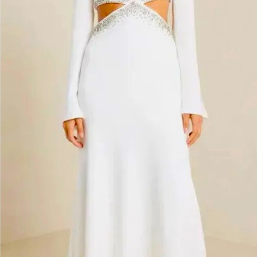 A.L.C. Trina Cut-Out Embellished Maxi Dress Gown White